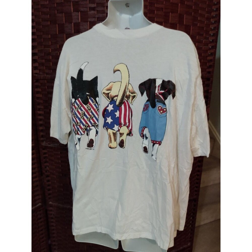 Women's Dog Print T Shirt Dogs Walking Double Sided Size 24W USA Puppies - Picture 2 of 4
